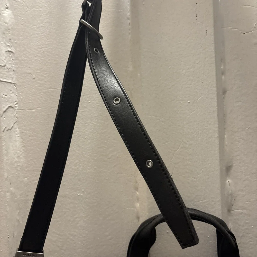Matt And Nat Large Black Vegan Leather Tote Bag With Carrying Strap Euc‎